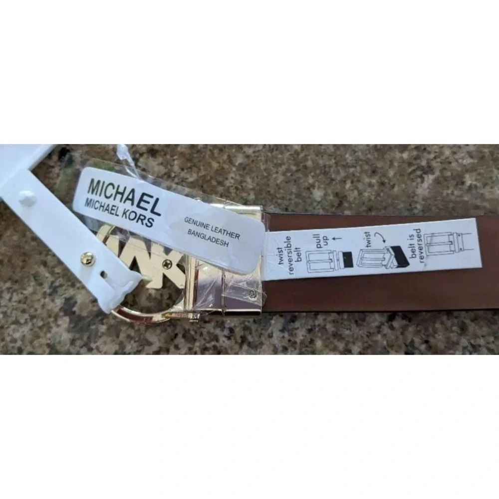 MICHAEL KORS REVERSIBLE WOMEN's Genuine LEATHER BELT BLK/Brown Sz XL NWT